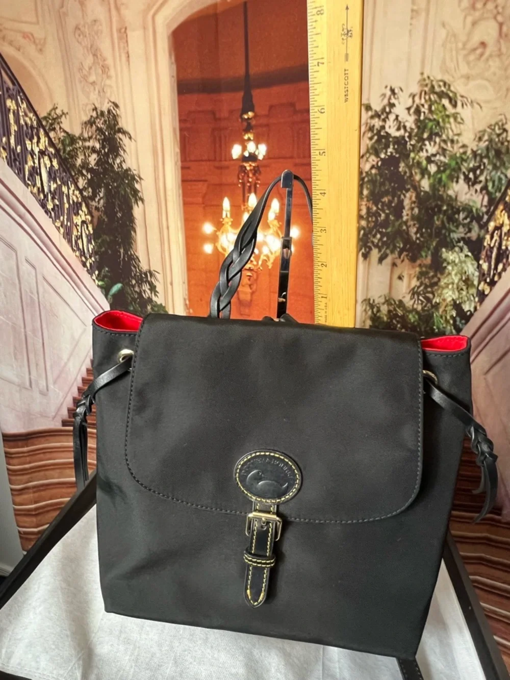Dooney & Bourke Nylon Flap Backpack features a distinct braided top handle 🌹 - Picture 11 of 13
